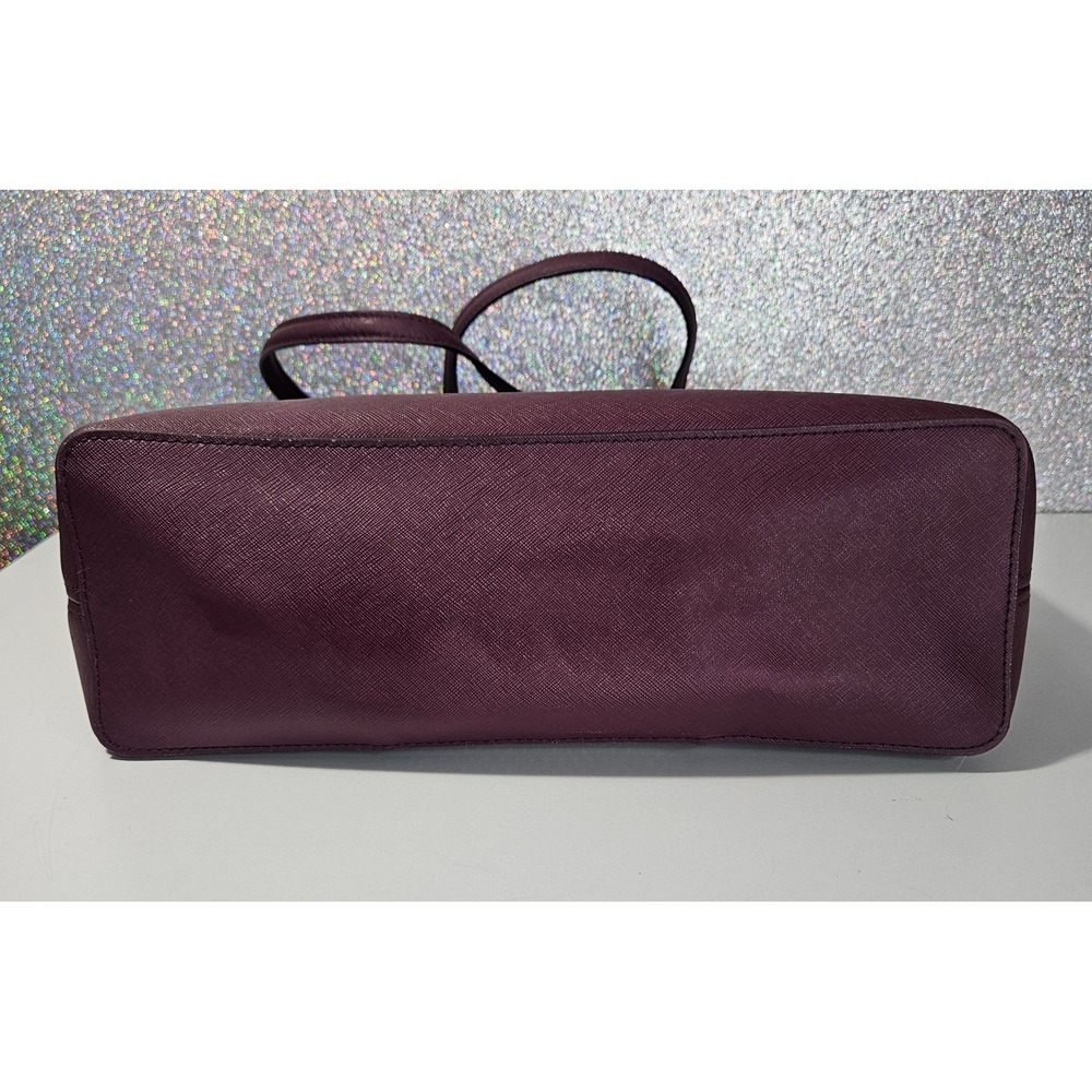 MICHAEL KORS Jet Set Travel Plum Saffiano Leather MicroStud Tote Bag Burgundy - Picture 4 of 7